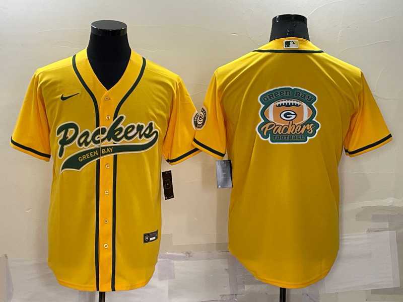 Men's Green Bay Packers Yellow Team Big Logo With Patch Cool Base Stitched Baseball Jersey,We sell and wholesale Men's Green Bay Packers Yellow Team Big Logo With Patch Cool Base Stitched Baseball Jersey on line form chian!